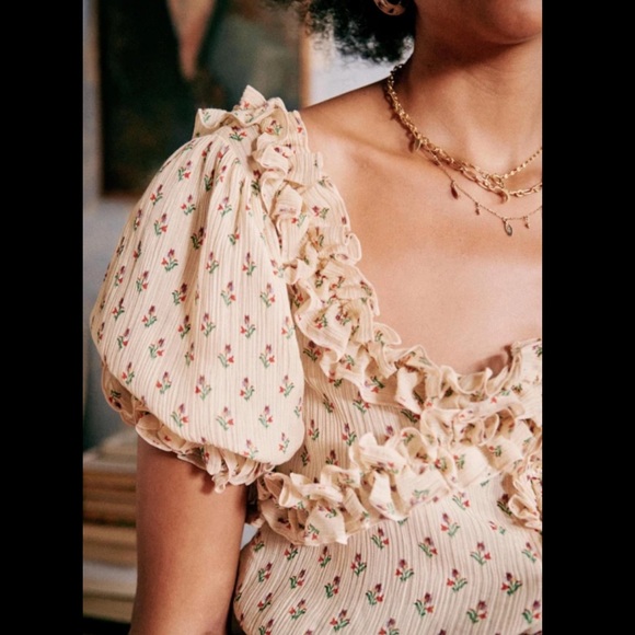 Sezane Wood Top In Tulips FR 42 / US 10 - Picture 2 of 4